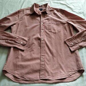 (Men's) JCREW Red & White CHECK Long Sleeve "SLIM Fit" BUTTON Down Top Sz LARGE